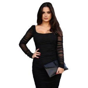 ❤️ 🆕 SHEIN SXY Ruched Mesh Bodycon Dress size small